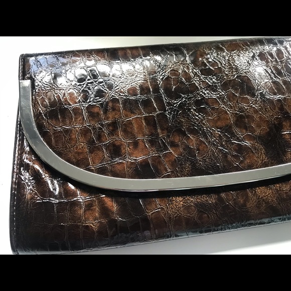 Lulu Townsend Handbags - Lulu Townsend Faux Crocodile Clutch